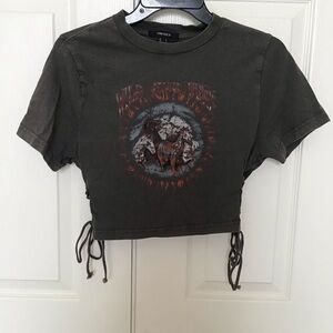 Forever21 Horse Graphic Cropped T-Shirt with Side Ties